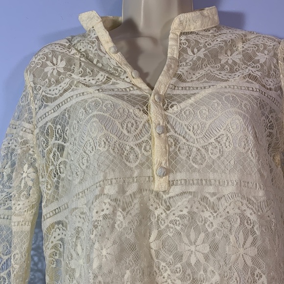 QUIKSILVER lace over blouse and cami set ivory cream size small delicate dainty - Picture 2 of 8